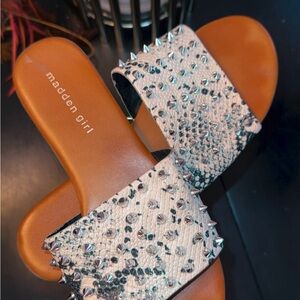Steve Madden Studded Snakeskin Slide Sandals
